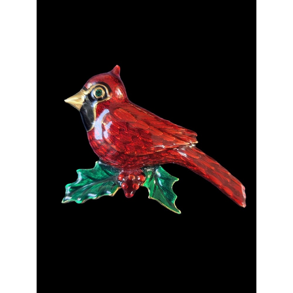 Joan Rivers Cardinal Bird Red Hand Painted Flights Of Fancy Pin Brooch Retired